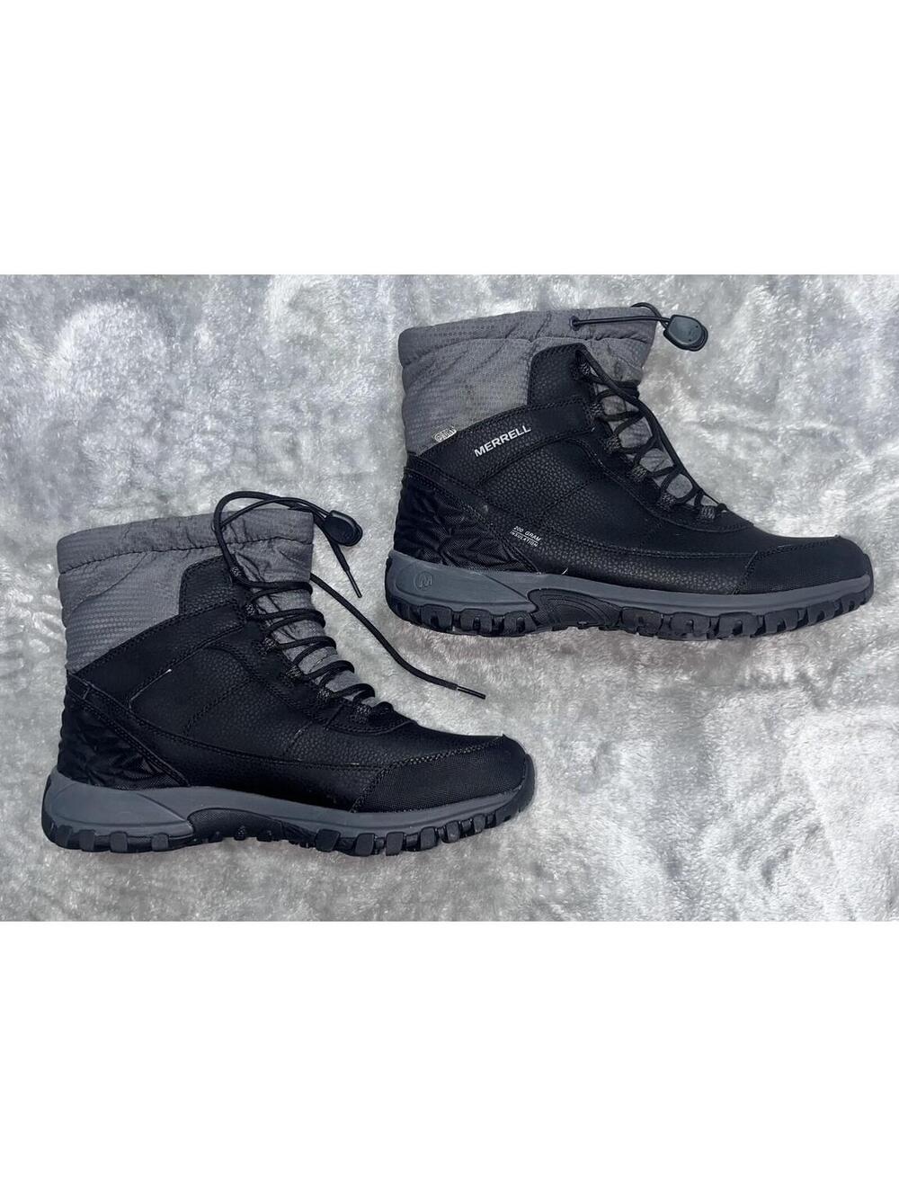 Merrell Winter Snow Boots Men 10.5 Black 200 Gram Insulated Performance Footware - Picture 3 of 8